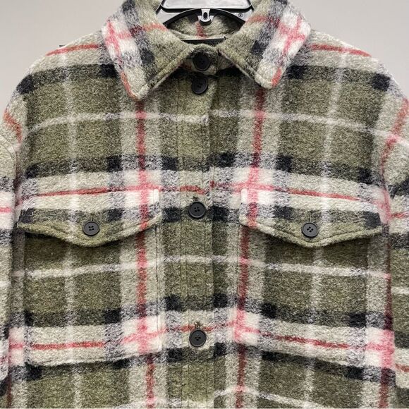 AllSaints Tia Plaid Wool-Blend Coat Size 2 Green Check - Picture 12 of 15
